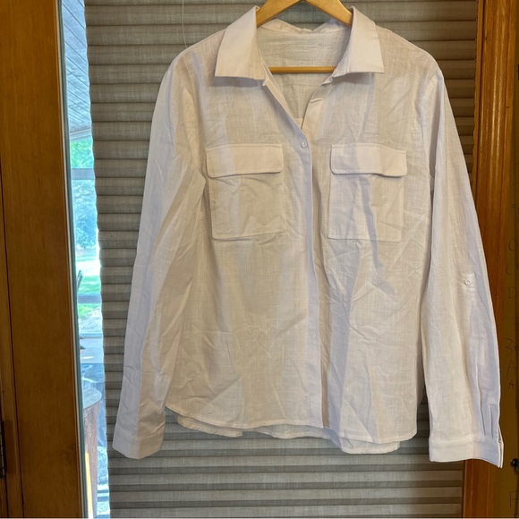 NWT Runcati linen v neck button up blouse xl - Picture 1 of 7